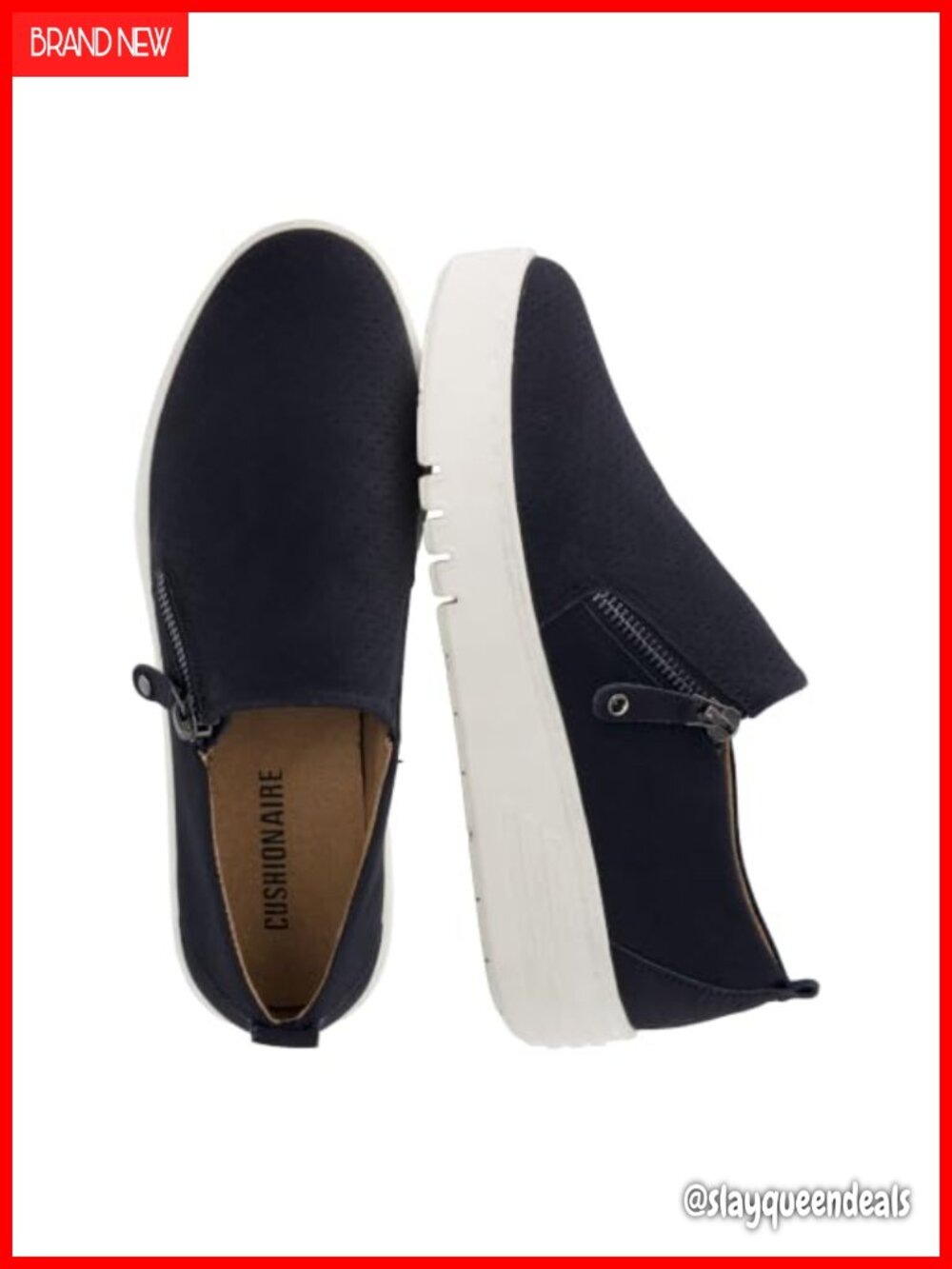 Platform Slip On Sneakers Perforated Comfort Women Casual Zipper